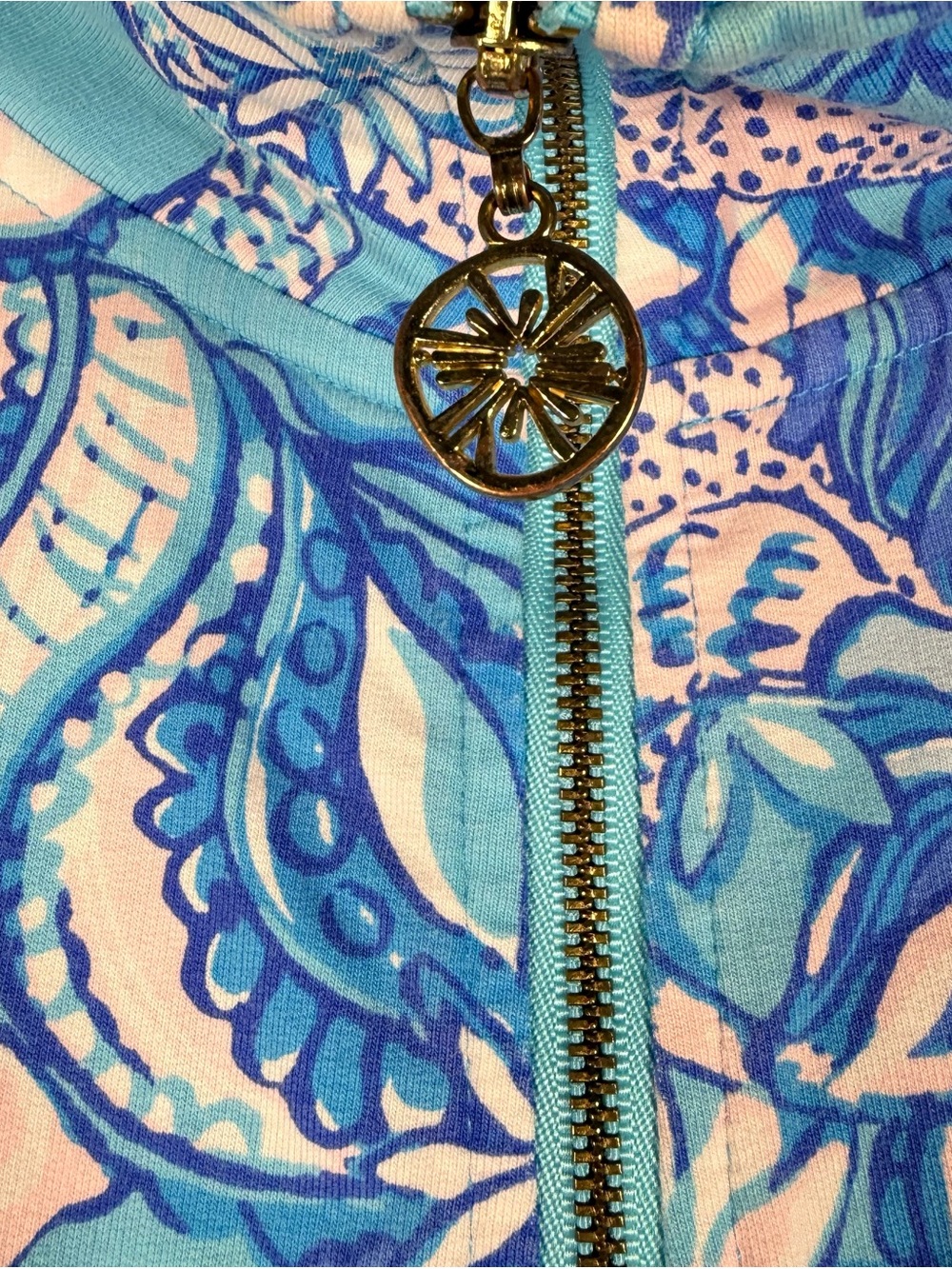 Lilly Pulitzer Leona Zip Up Jacket Pockets Blue Nautical Floral XXL - Picture 5 of 12